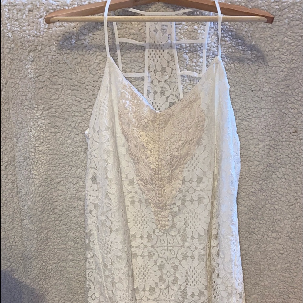 White lace strapy dress